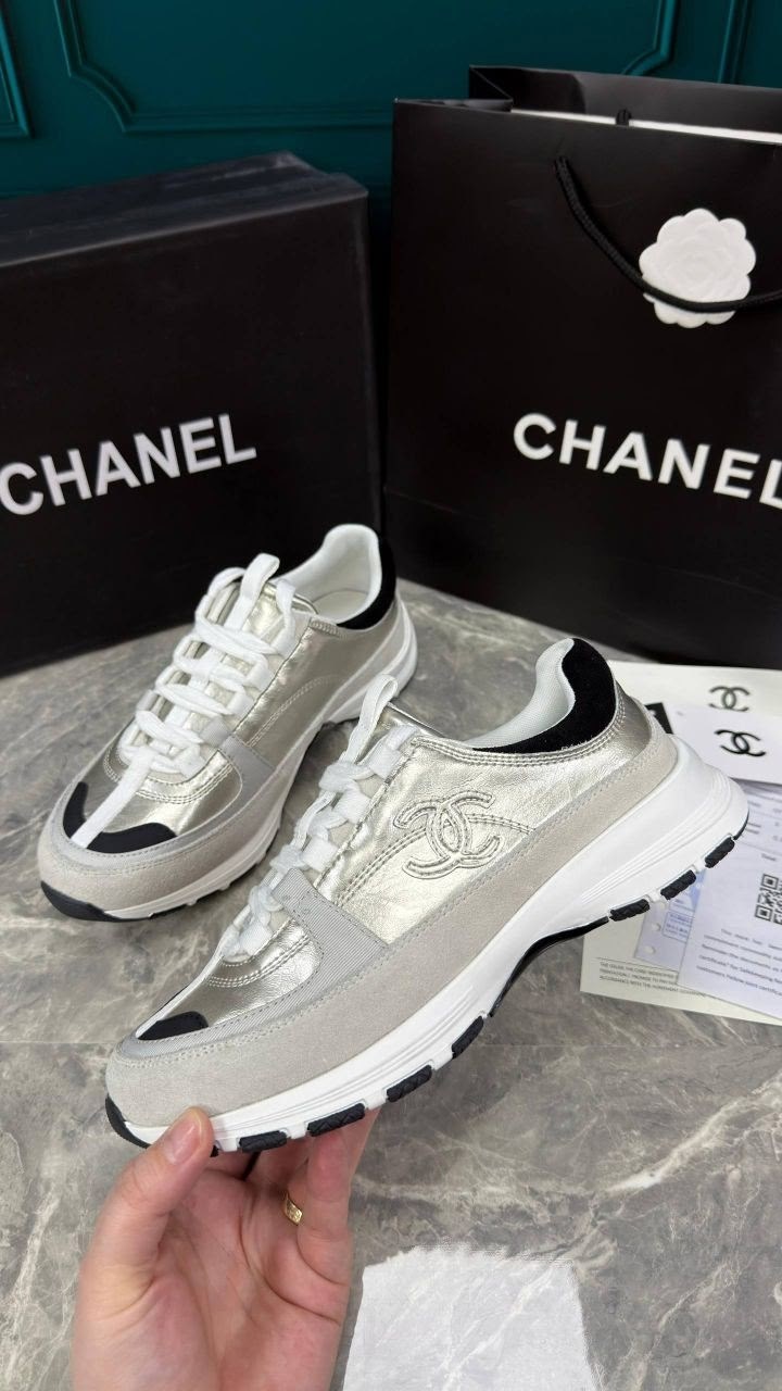 кроссовки chanel chanel кроссовки chanel,кроссовки женские chanel,кроссовки chanel,кроссовки шанель chanel цвет серебристый,модные вентилируемые кроссовки chanel