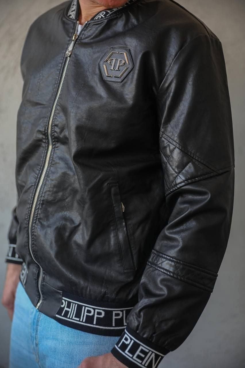 стильные мужские куртки,бомбер филипп плейн,мужская куртка кожаная,мужской кожаный бомбер,кожаный бомбер филипп плейн