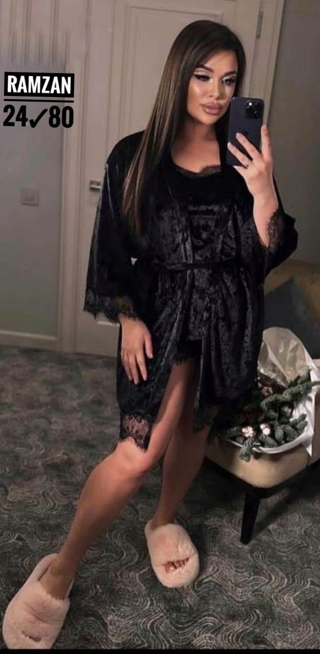 пижама женская комплект,домашний комплект,комплект с пеньюаром,пеньюар женский,сорочка с накидкой