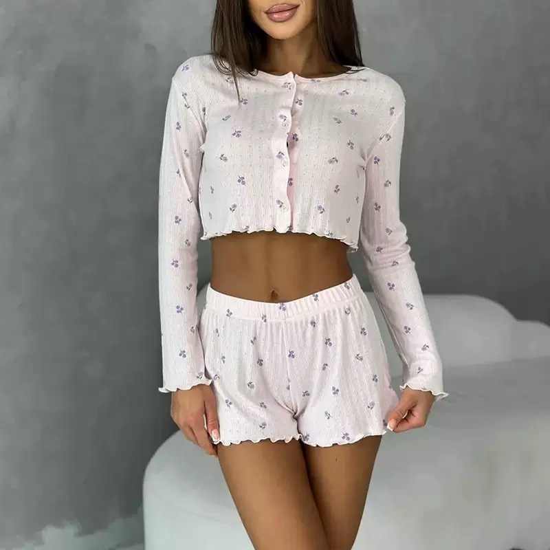 пижама с шортами worsted 215807332,пижама женская с шортами,женская пижама,пижама с шортами,пижама со штанами с принтом ysense