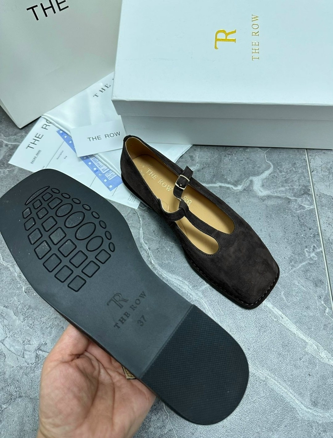 женские замшевые балетки с квадратным носом the row коричневые,, женская,модная женская ,брендовая