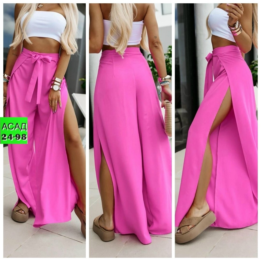 женские широкие брюки,женские легкие брюки,брюки с разрезам,модные брюки палаццо,длинные брюки