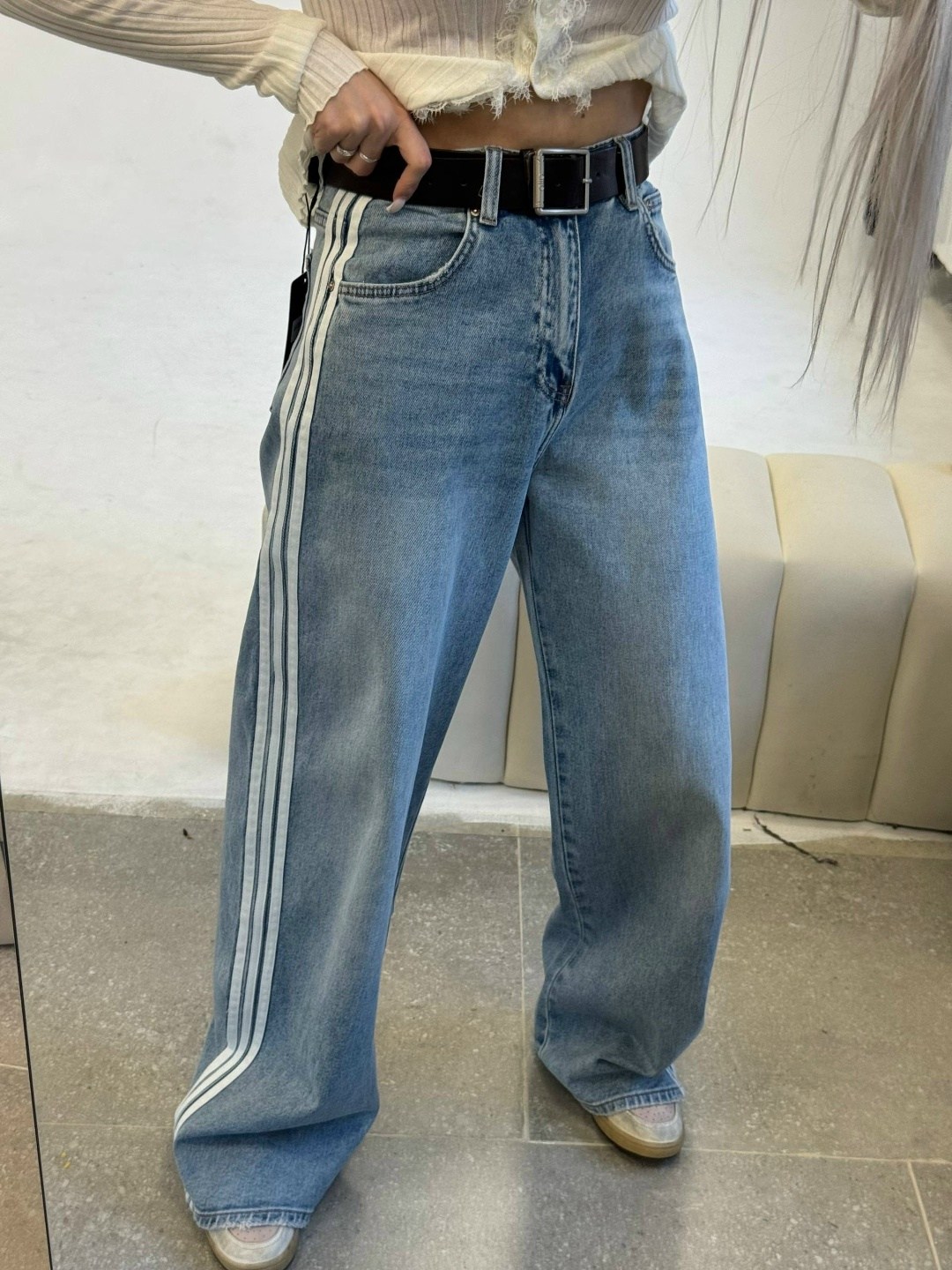 широкие джинсы,джинсы balenciaga,корейские модные мешковатые джинсы y2k в синюю полоску,женские полосатые джинсы y2k в стиле харадзюку 90-х,джинсы balenciaga adidas