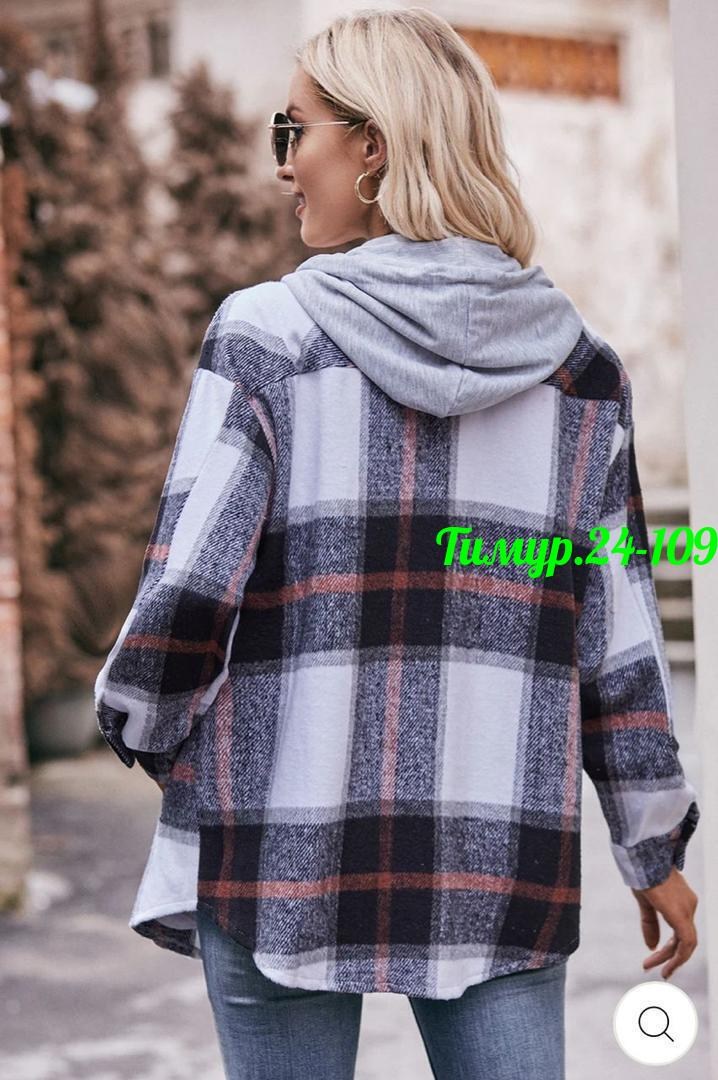 рубашка теплая,рубашка с капюшоном,рубашка женская оверсайз теплая в клетку,рубашка женская,рубашка женская теплая