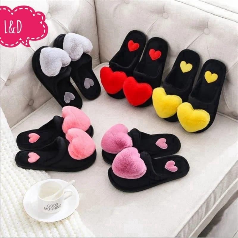 тапочки женские,женские домашние тапочки,домашние тапочки,тапочки с сердцем,плюшевые домашние тапочки