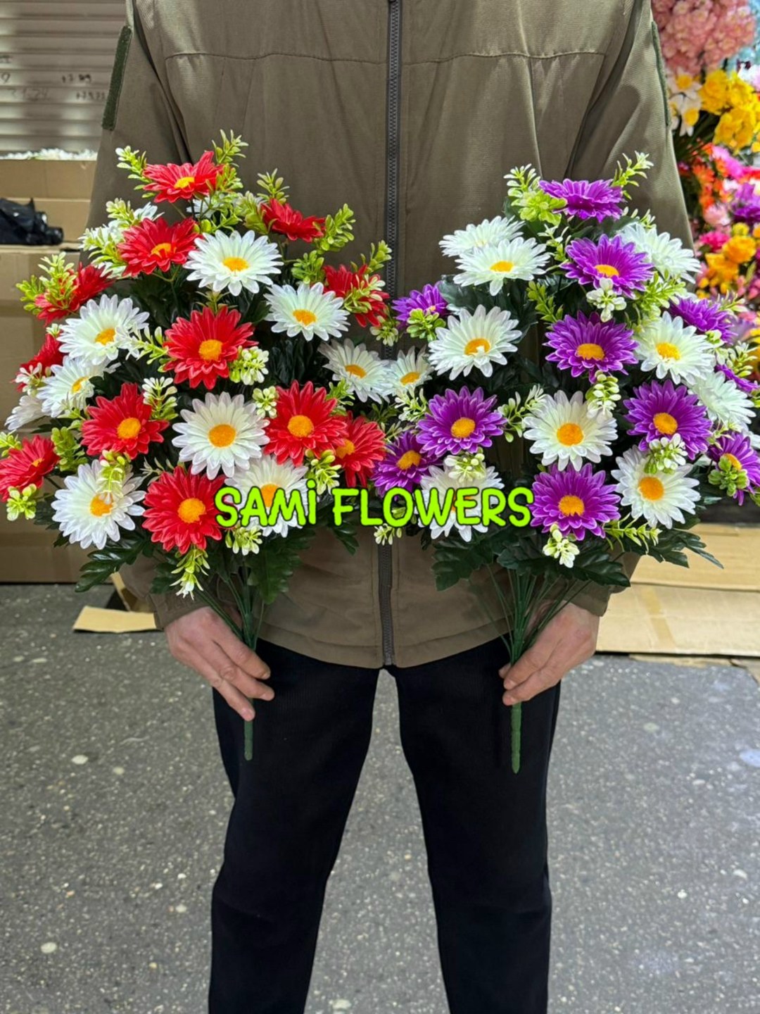 цветок искусственная,букет,цветами,букет ромашек,корзина ритуальная из искусственных цветов "герберы виолет"