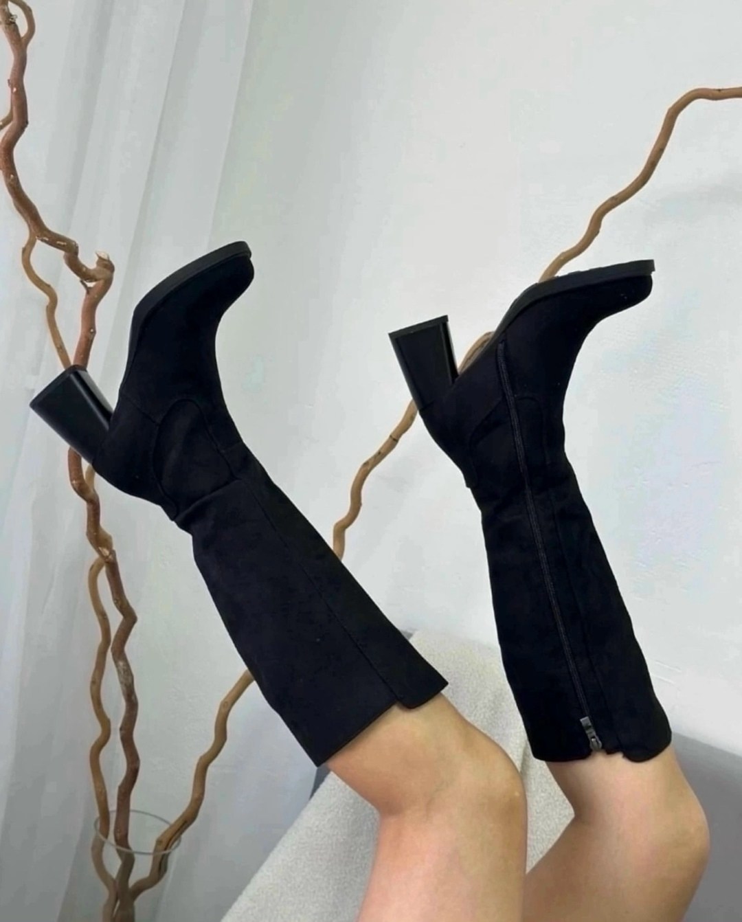 ,зимние женские сапоги,сапоги женские цвет черный,замшевые женские сапоги,сапожки