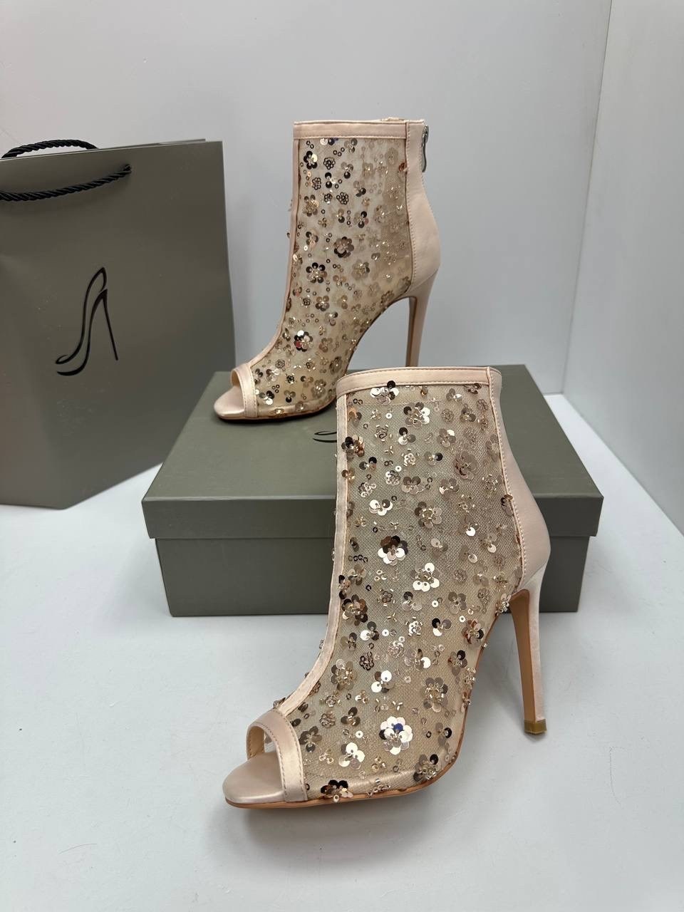 ,женская ,летние ботильоны, на каблуках,ботильоны сетка