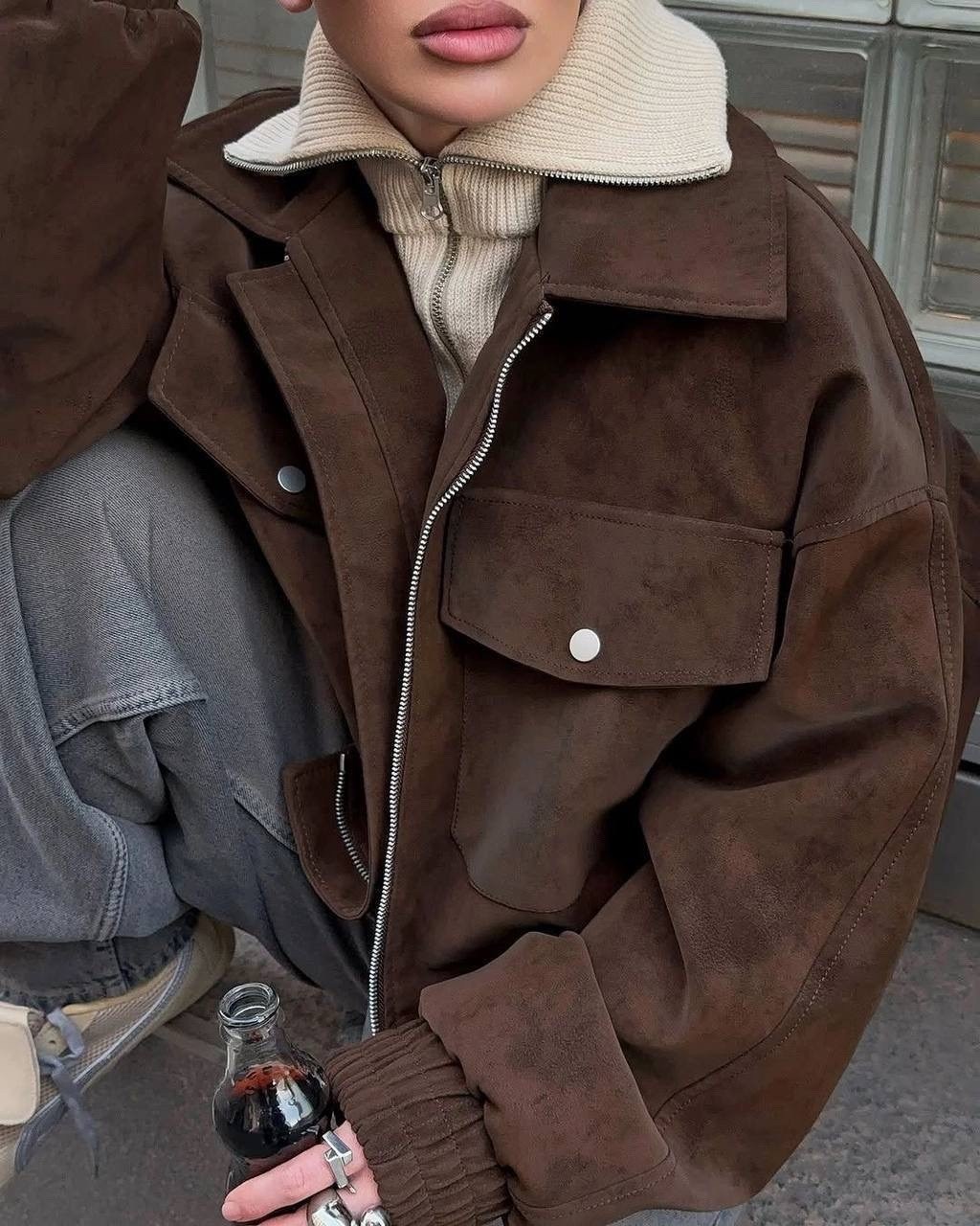 замшевая куртка,куртка из замши,повседневная куртка,куртка оверсайз,оверсайз джинсы