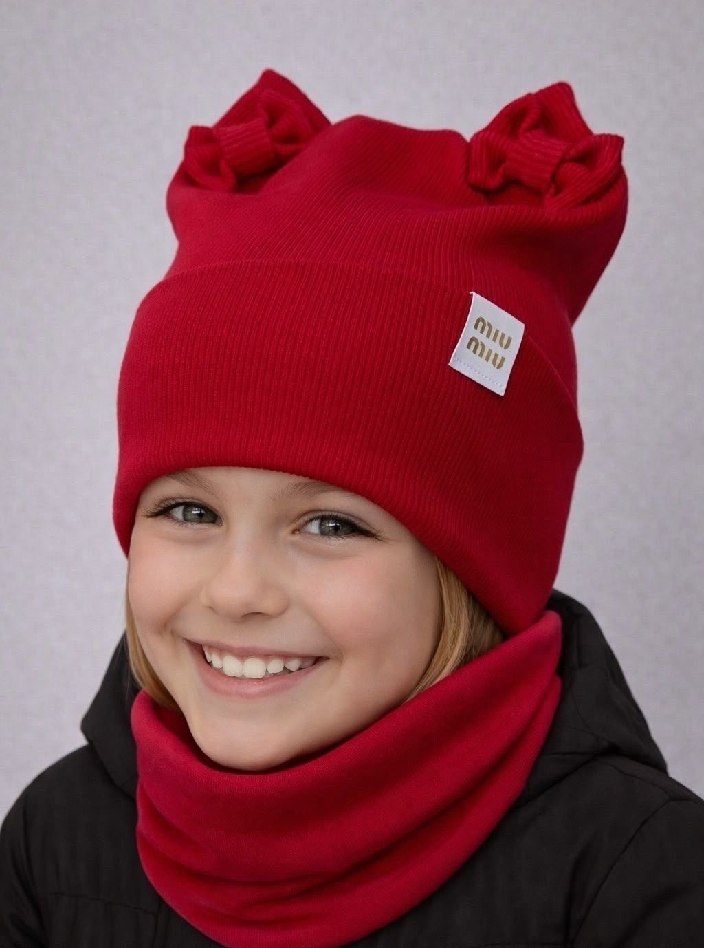 шапка с ушками трикотажная и снуд для детей,комплект шапка и снуд для девочек,шапка снуд для девочки,шапка и снуд комплект,комплект шапки