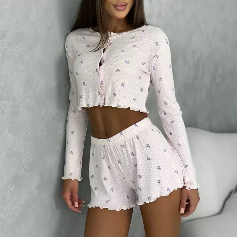 пижама с шортами worsted 215807332,пижама женская с шортами,женская пижама,пижама с шортами,пижама со штанами с принтом ysense