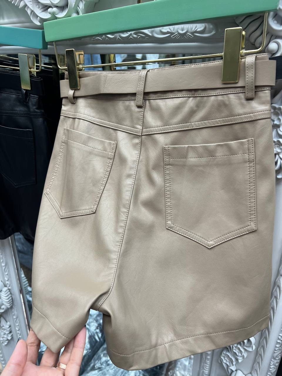 шорты из искусственной кожи с высокой талией,кожаные шорты,шорты женские,женские короткие шорты из натуральной кожи с карманами,шорты женские из искусственной кожи