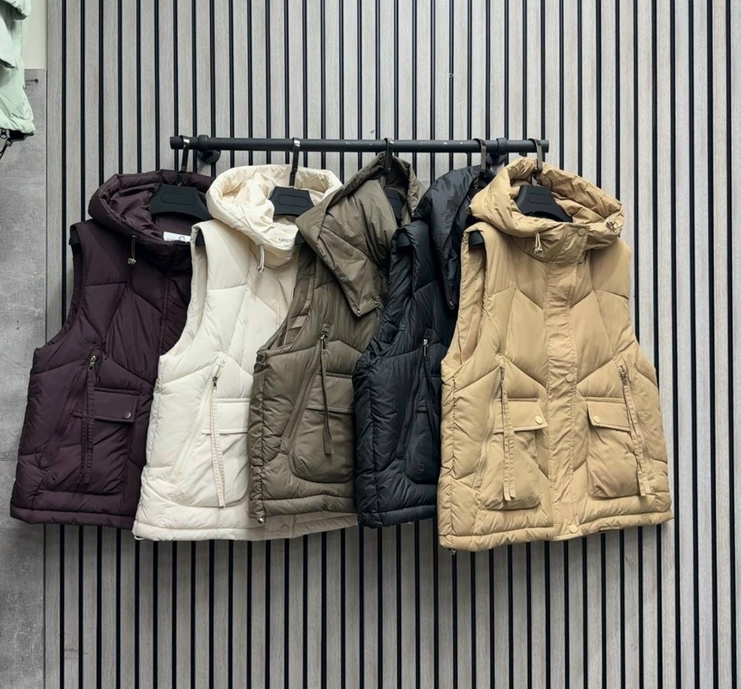 пуховой жилет,жилет женский,теплый жилет,жилет повседневный,стильный жилет