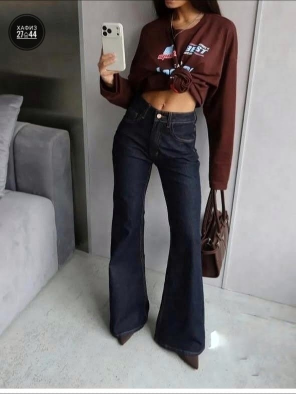 коричневые джинсы клеш женские,женские джинсы клеш,джинсы клеш женские с высокой посадкой,коричневые джинсы,женские джинсы