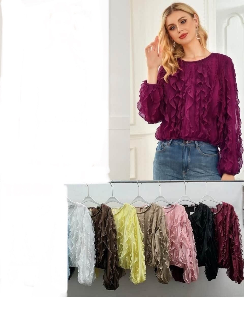 блузка с оборками,блузка с рюшами,блузка для женщин,блуза,шифоновая блузка