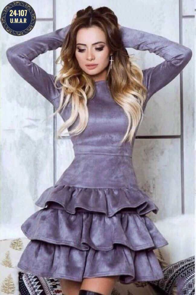 платье с оборками,модные молодежные платья,женская платье,платье из замши,платье с оборками на юбке