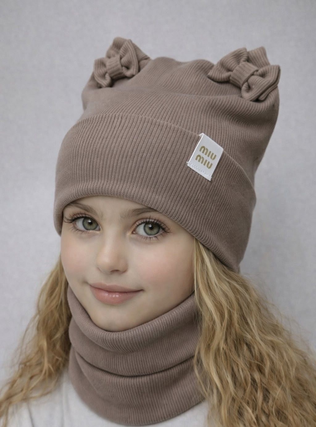 шапка с ушками трикотажная и снуд для детей,комплект шапка и снуд для девочек,шапка снуд для девочки,шапка и снуд комплект,комплект шапки