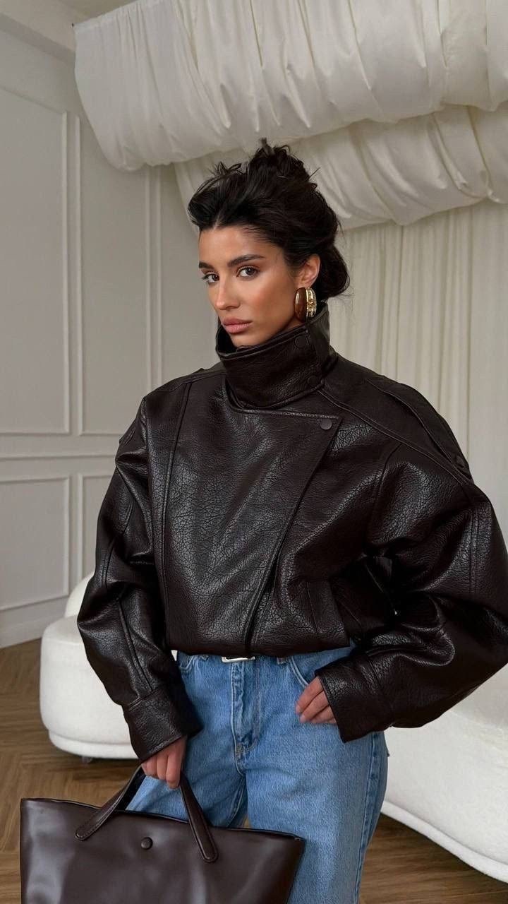 куртка кожаная,куртка бомбер оверсайз кожаная c&c fashion,кожаная куртка женская,кожаная куртка бомбер,кожаная куртка оверсайз