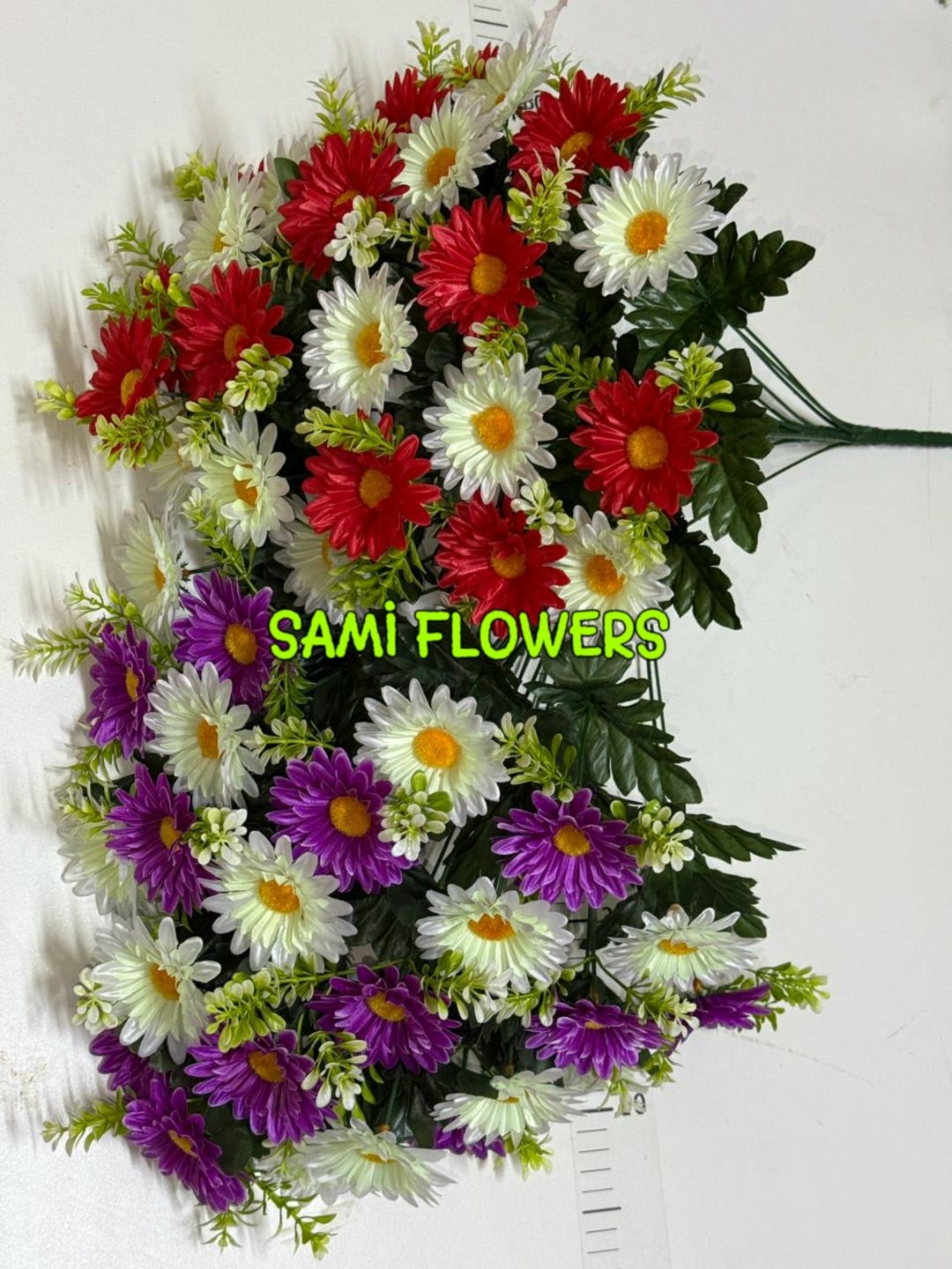 цветок искусственная,букет,цветами,букет ромашек,корзина ритуальная из искусственных цветов "герберы виолет"
