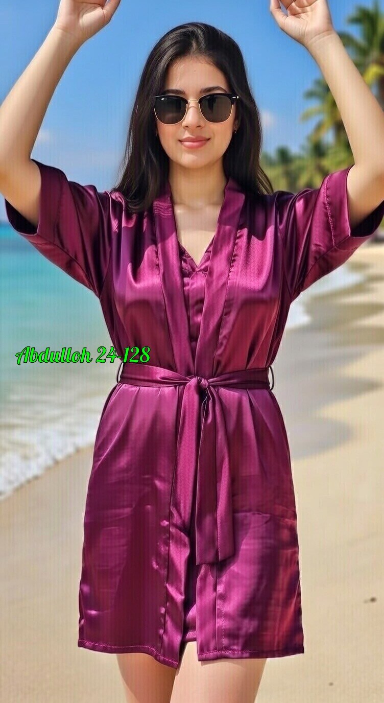 атласный халат,халат женский,женский домашний халат,халат с поясом,женский шелковый халат