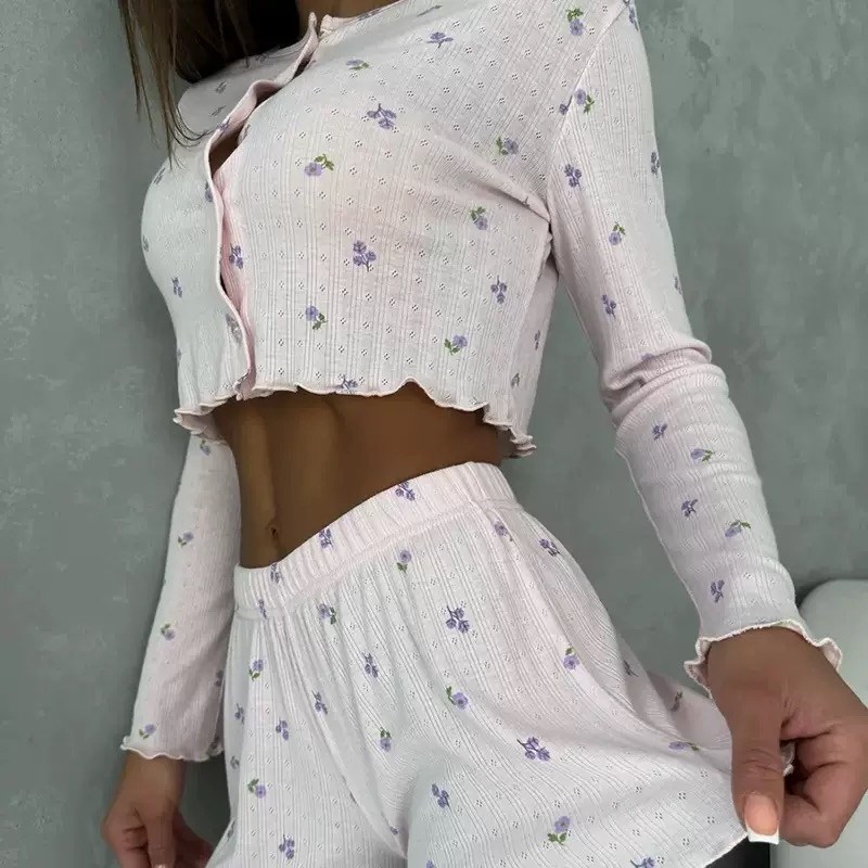 пижама с шортами worsted 215807332,пижама женская с шортами,женская пижама,пижама с шортами,пижама со штанами с принтом ysense