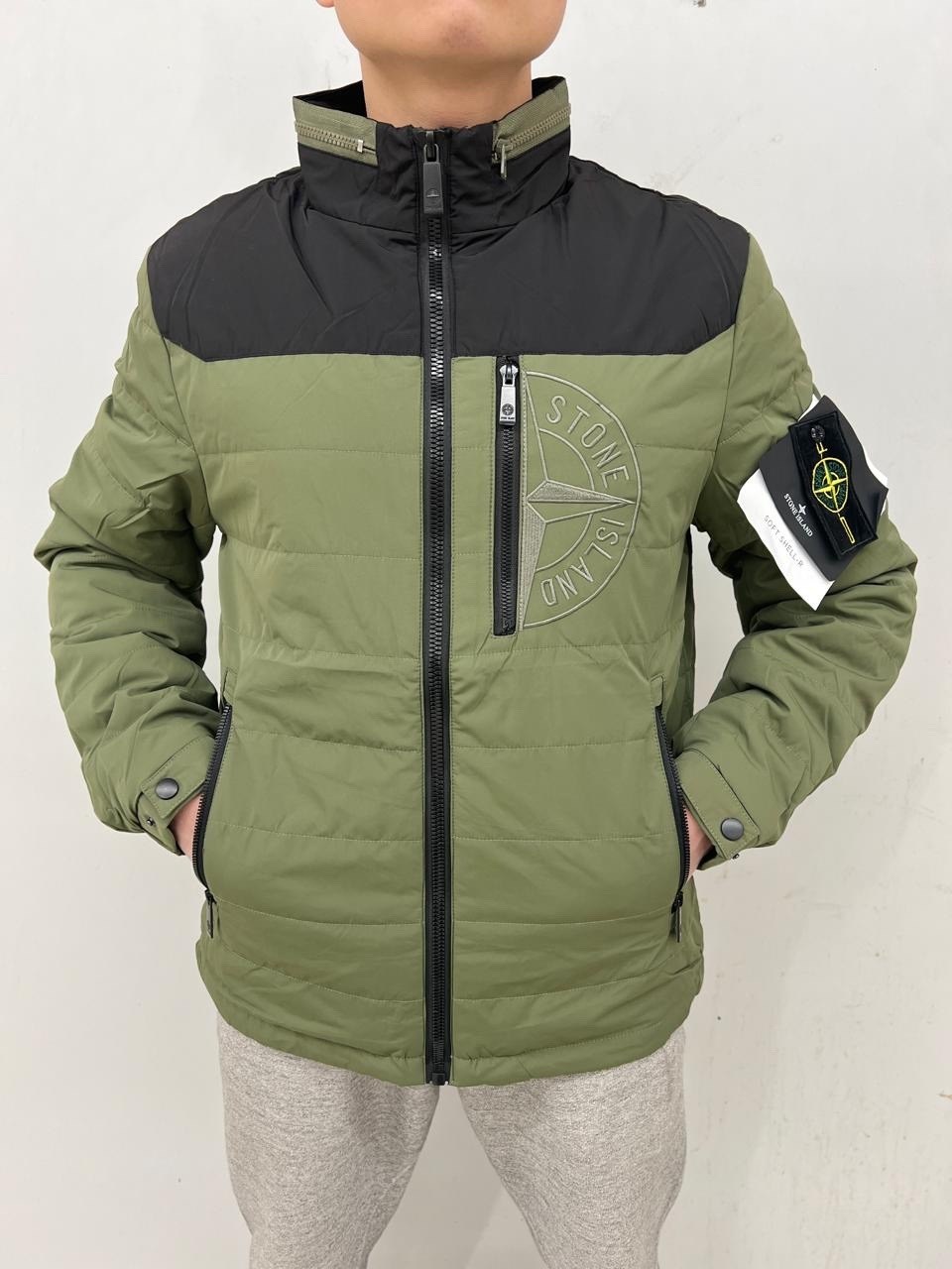 зимняя куртка stone island,мужская куртка stone island,куртка-пуховик stone island,зимний пуховик куртка stone island хаки,стон айленд куртка
