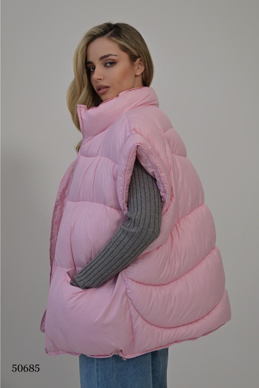 куртка демисезонная короткая оверсайз без капюшона tesvi & bosobu,жилет розовый,куртка оверсайз,жилетка,куртка демисезонная