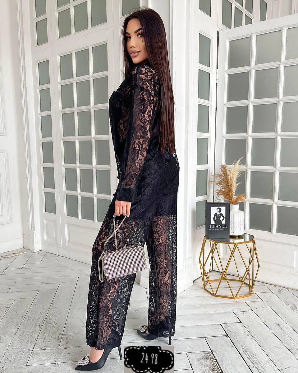 элегантный кружевной костюм,гипюровый костюм,костюм кружевной брючный с поясом гипюр emberens,гипюровый костюм v8oss,костюм женский кружевной брючный emberens
