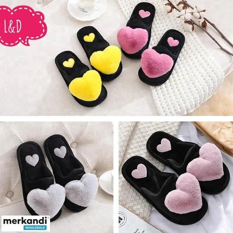 тапочки женские,женские домашние тапочки,домашние тапочки,тапочки с сердцем,плюшевые домашние тапочки