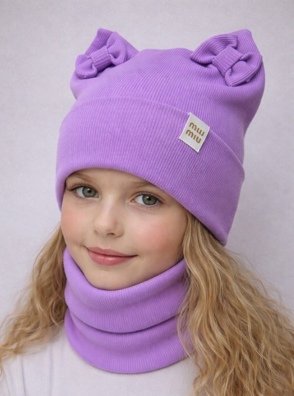 шапка с ушками трикотажная и снуд для детей,комплект шапка и снуд для девочек,шапка снуд для девочки,шапка и снуд комплект,комплект шапки