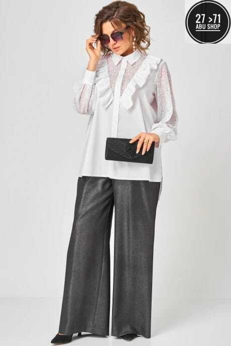 блуза eva grant,белая блуза,блуза svetlana-style 2168 белый_серый,блуза,белая блузка