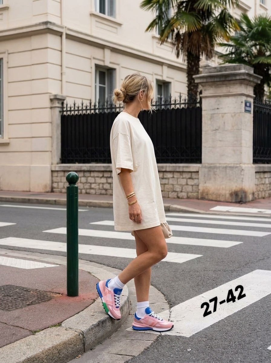 платье с кроссовками,кроссовки с платьем,летнее платье с кроссовками,модные образы,образ с кроссовками