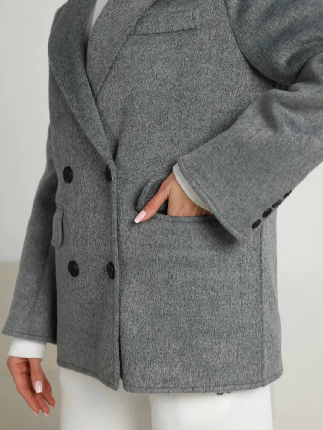 полупальто,пальто двубортное серое из пальтовой шерсти dava 7005,пальто пиджак,пальто dava 7005 серый,серое пальто