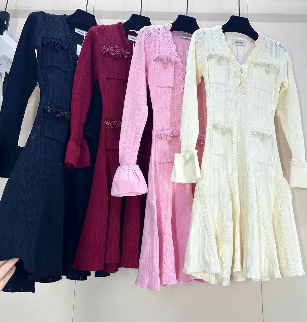 self-portrait long-sleeved dress women's pink,self-portrait short-sleeved dress women's pink,платья вязаная,трикотажные костюмы,розовое платье