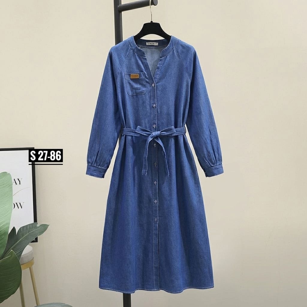 джинсовое платье-рубашка длины миди,джинсовое платье женское,джинсовое платье,джинсовое платье миди,стильное джинсовое платье