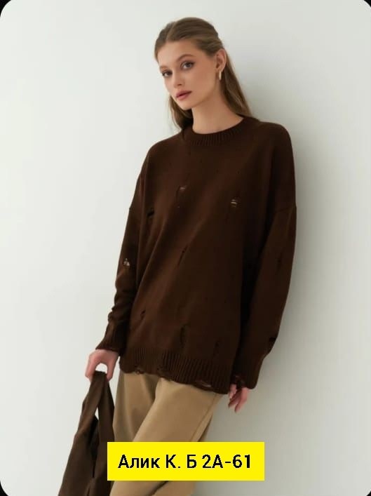 свитер вязаный оверсайз,свитера женские,рваный свитер оверсайз formula 51,свитер женский кофта,свитер оверсайз с дырками