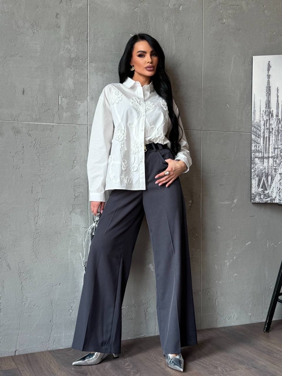 стильная блузка,блуза,блузка женская,женская блуза,комплект блуза и брюки прямого кроя из текстиля pur pur 11-059