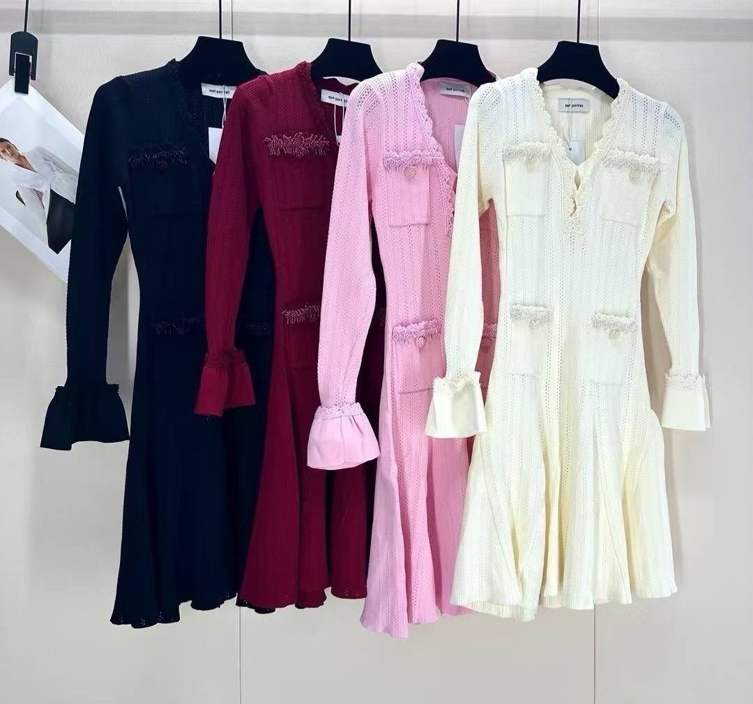 self-portrait long-sleeved dress women's pink,self-portrait short-sleeved dress women's pink,платья вязаная,трикотажные костюмы,розовое платье