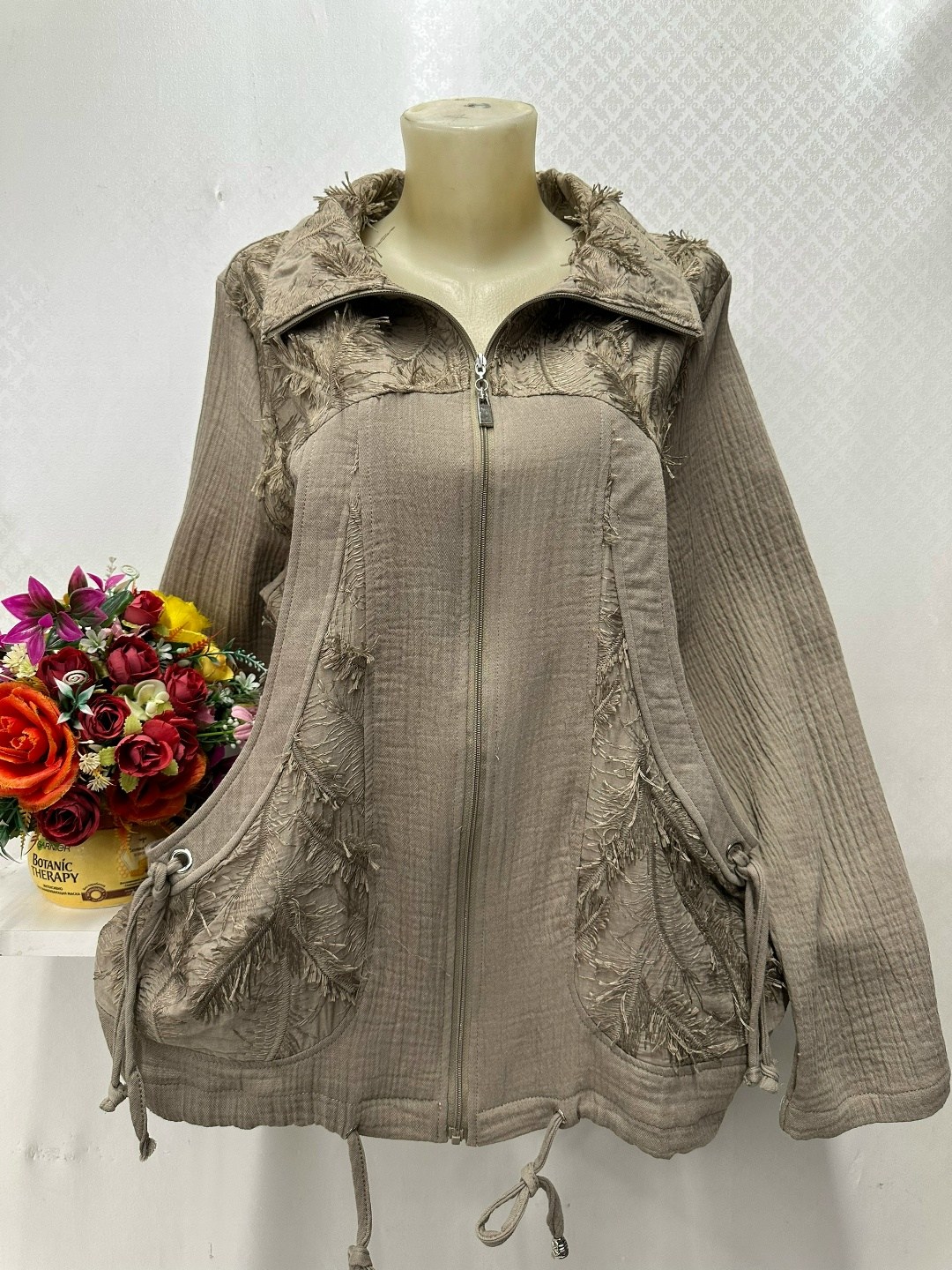 куртка женская,женская куртка средней длины с капюшоном и карманами в этническом стиле с длинными рукавами,женский пуловер с капюшоном и карманами в этническом стиле,легкая куртка,женский этнический п