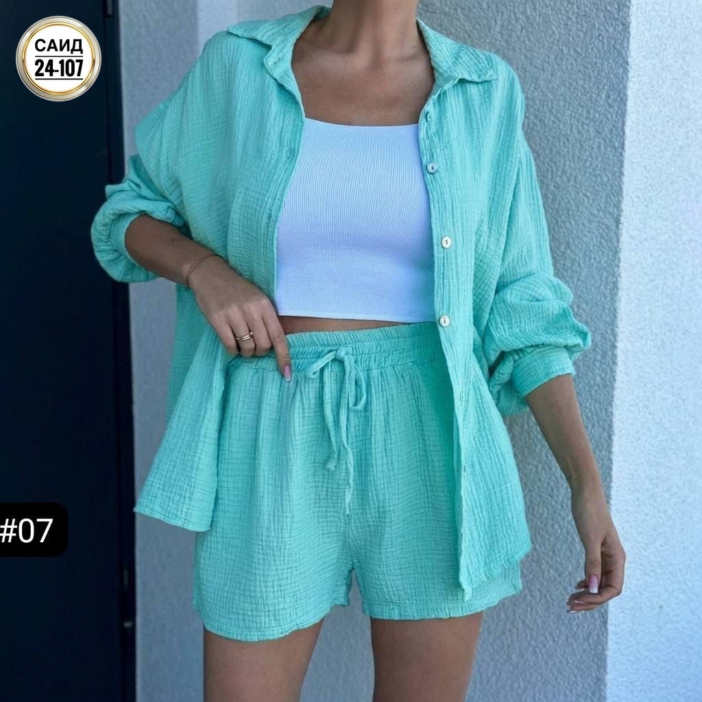летний женский костюм,летний костюм,женский костюм,муслиновый костюм женский с шортами,женский костюм с шортами