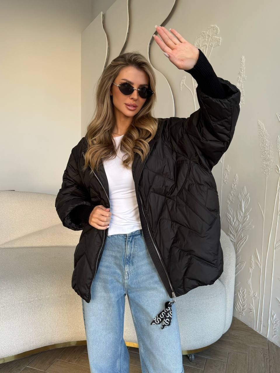 куртка стеганая оверсайз с капюшоном okxana utova brand,куртка демисезонная,женская куртка,куртка оверсайз,стильная куртка