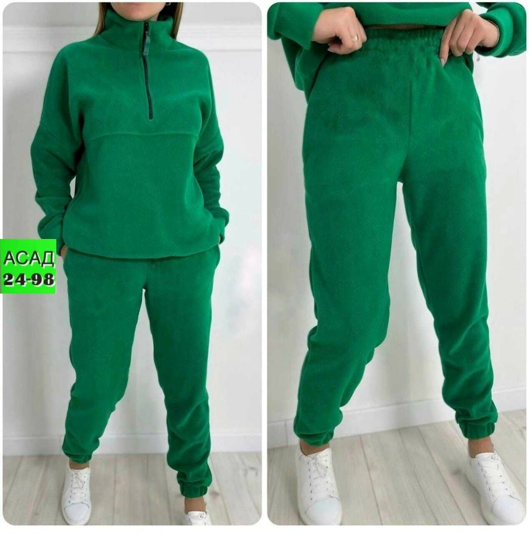 костюм женский на флисе,спортивные костюмы на флисе,спортивный костюм женский на флисе,женские костюмы,костюм спортивный арт. 24-0018 изумрудный для женщин