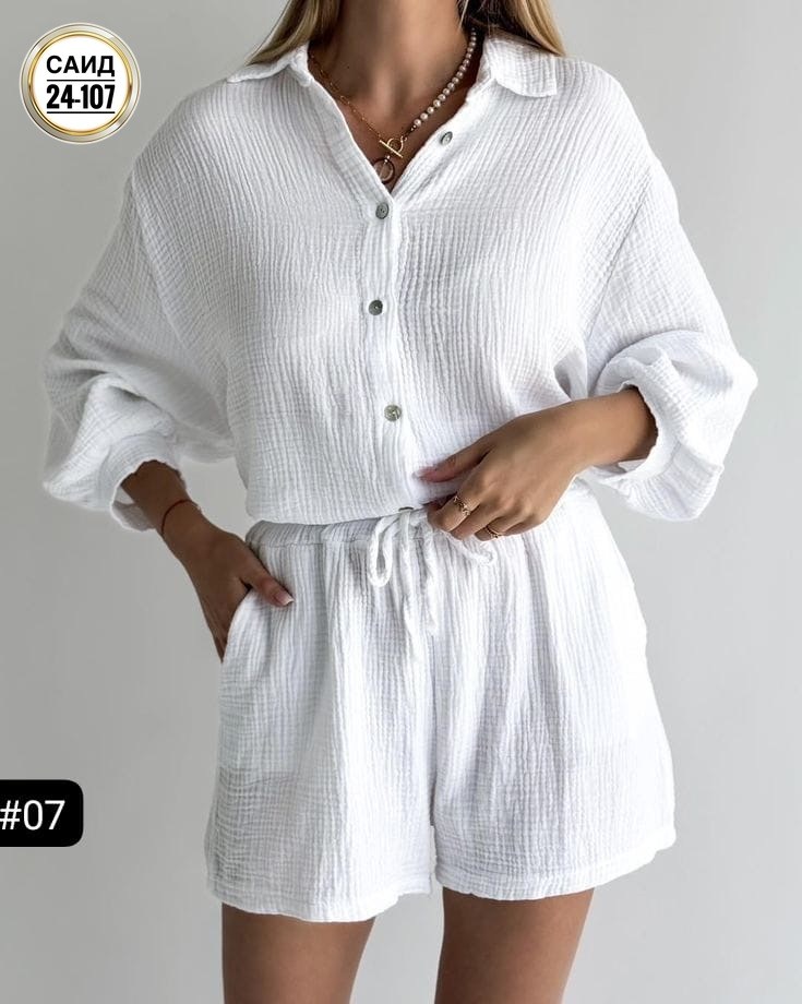 летний женский костюм,летний костюм,женский костюм,муслиновый костюм женский с шортами,женский костюм с шортами