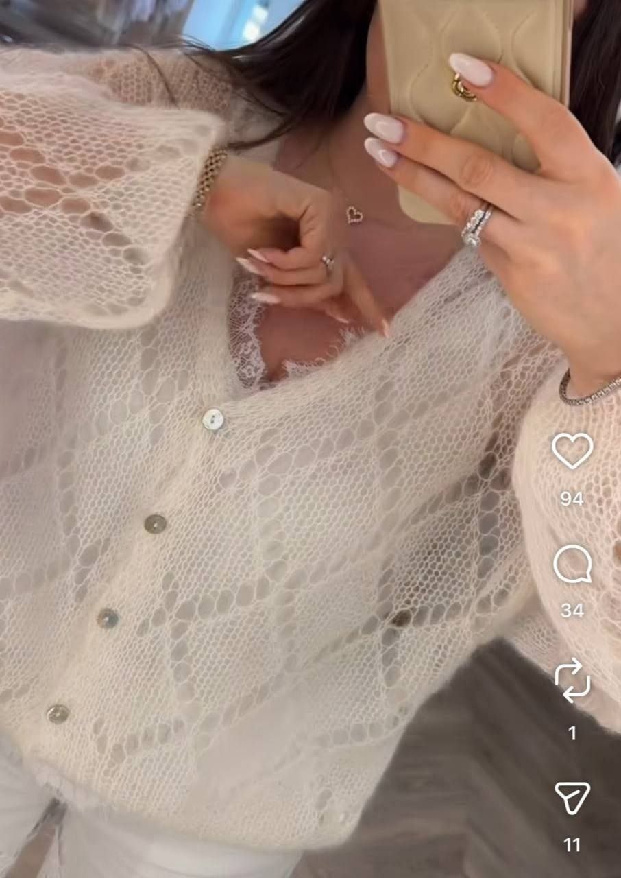 ажурный кардиган,кардиган из кидмохера,вязаный кардиган,кардиган из мохера,кофта спицами