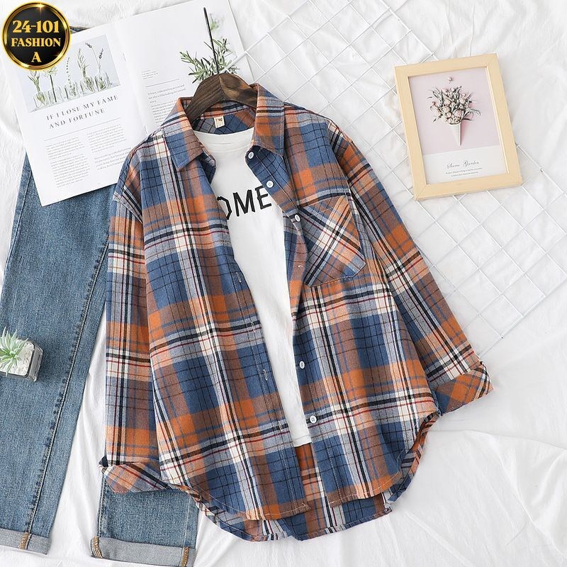 рубашка в клетку женская оверсайз,клетчатая рубашка женская,женская клетчатая рубашка в стиле оверсайз коричневый топ с отложным воротником,фланелевая рубашка оверсайз в клетку,женская рубашка в клетк