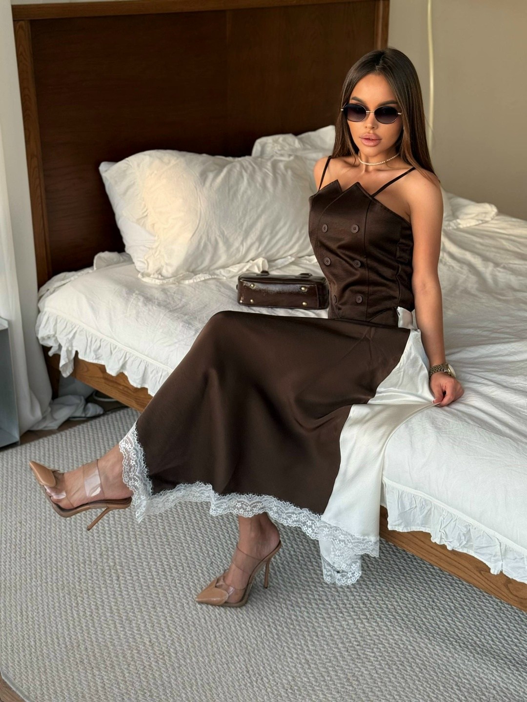 стильная юбка,юбка,юбка атласная,юбка с топом,атласная коричневая юбка