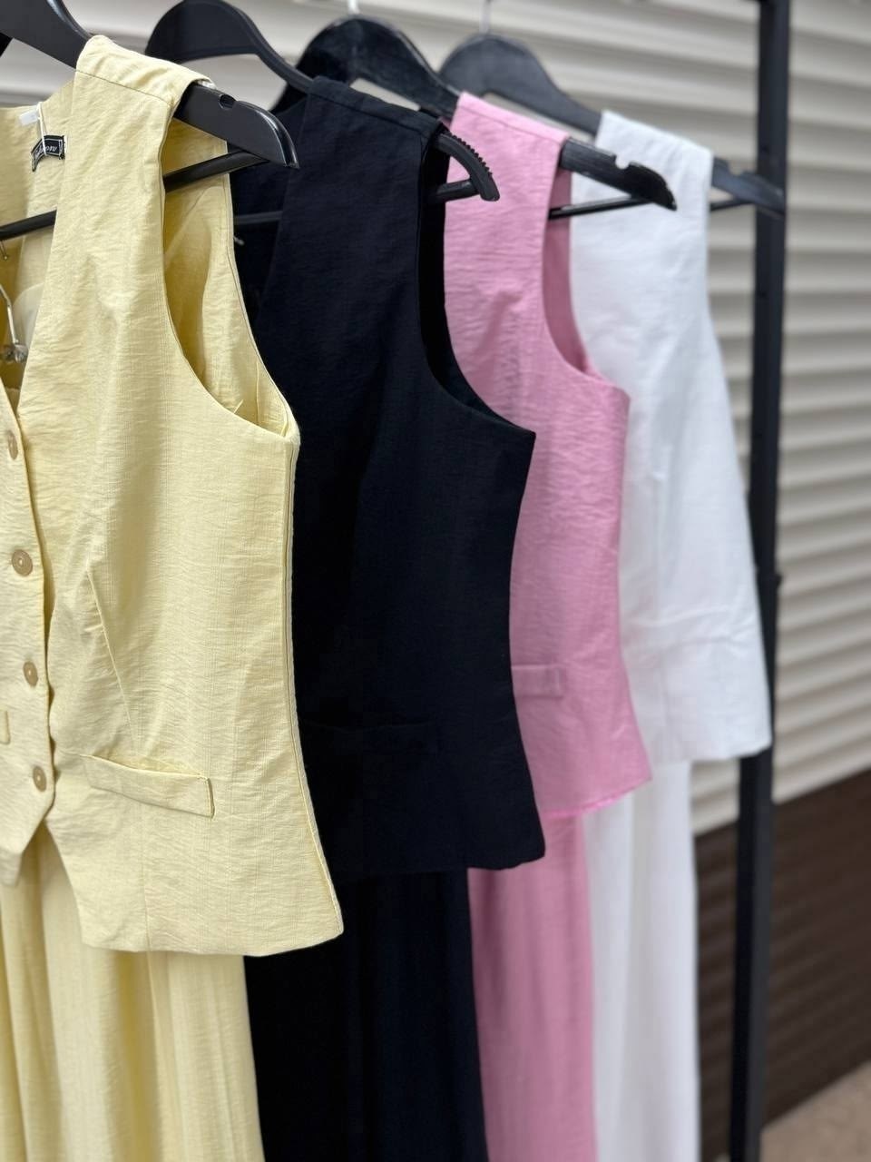 брючный костюм летний,брючный костюм женский летний,брючный костюм элегантный,брючный костюм из льна,костюм льняной брючный с жилетом much love