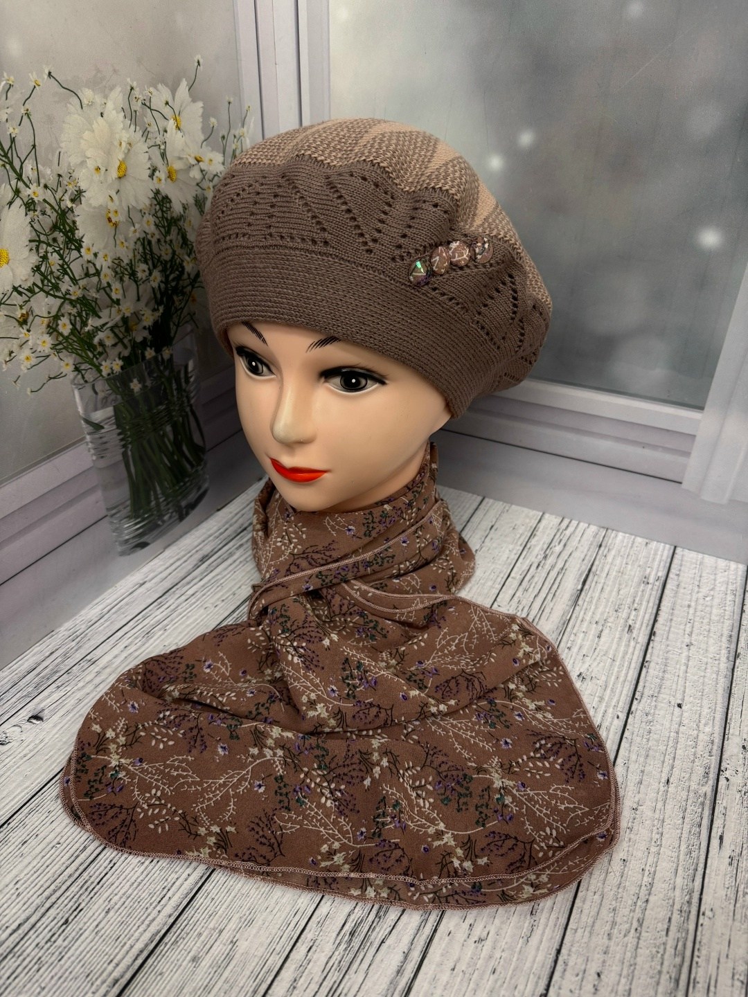 комплект берет с шарфом,комплекс берет со шарф,шарфы для женщин,шапка для женщин,шапка и платок