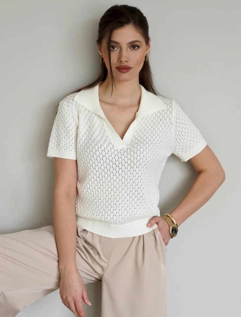 вязаная рубашка,вязаная футболка,кофта поло,вязаные топы,кофт стильные