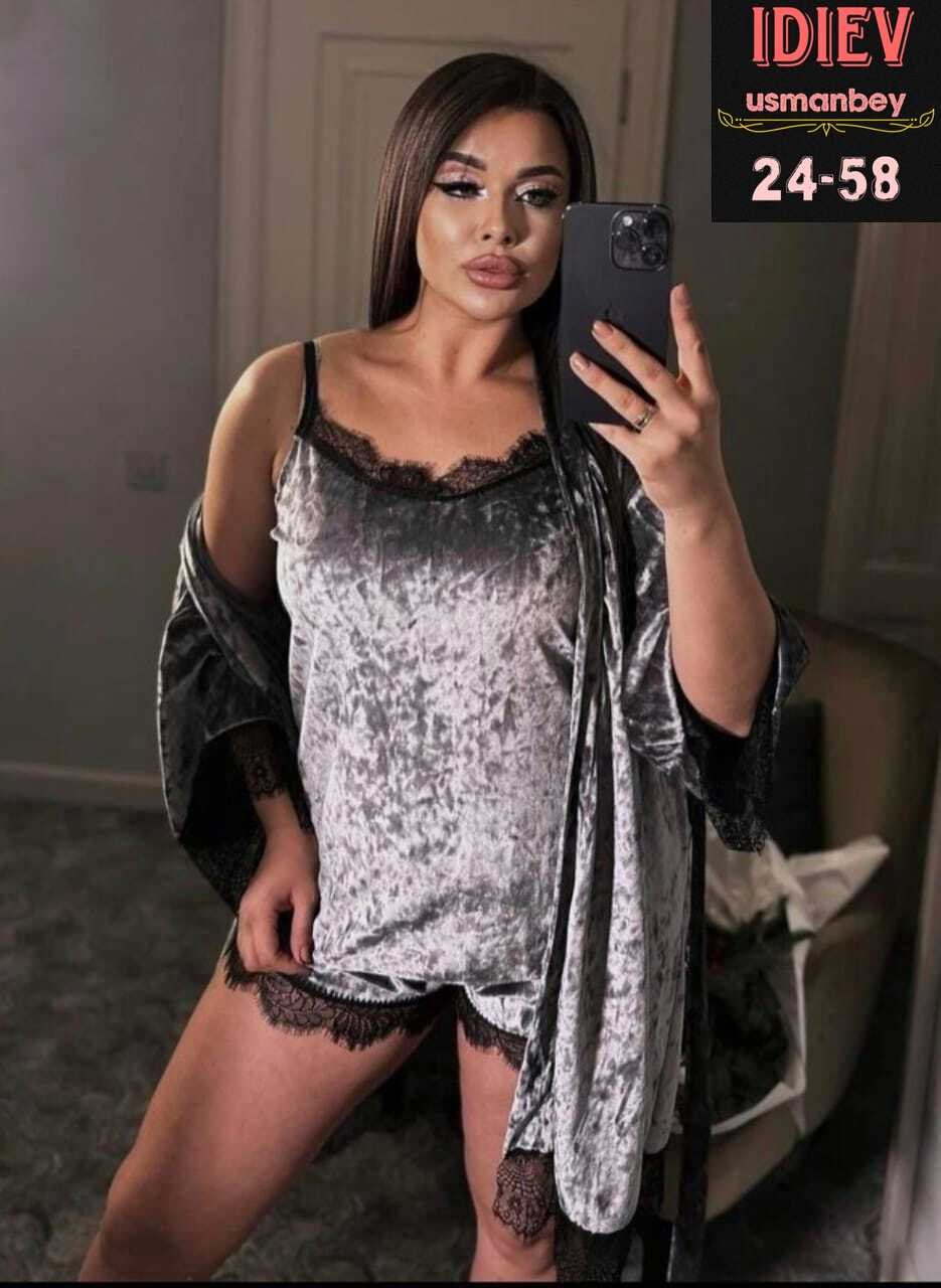 пеньюар женский комплект,пижама женская 4ка велюр,комплект с пеньюаром,пижама женская комплект,пижама велюровая женская